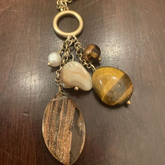 Long stone charm necklace - Picture 2 of 3